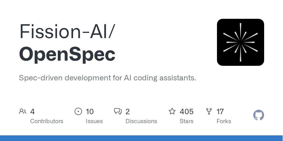 clxymox's tweet card. Spec-driven development for AI coding assistants. Contribute to Fission-AI/OpenSpec development by creating an account on GitHub.