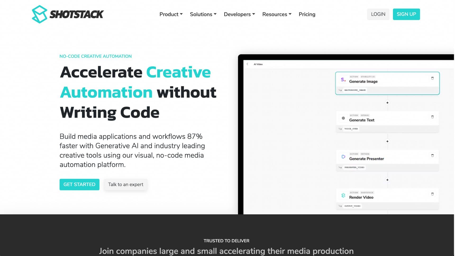 ShotstackAPI's tweet card. Shotstack Workflows is a no-code, visual workflow builder, that significantly speeds up the development of media applications and workflows.