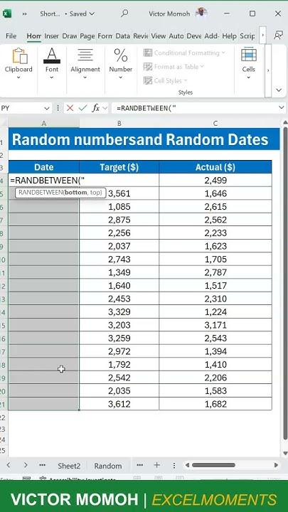 VicmoExcel's tweet card. Random Dates using RANDBETWEEN in Excel #shorts