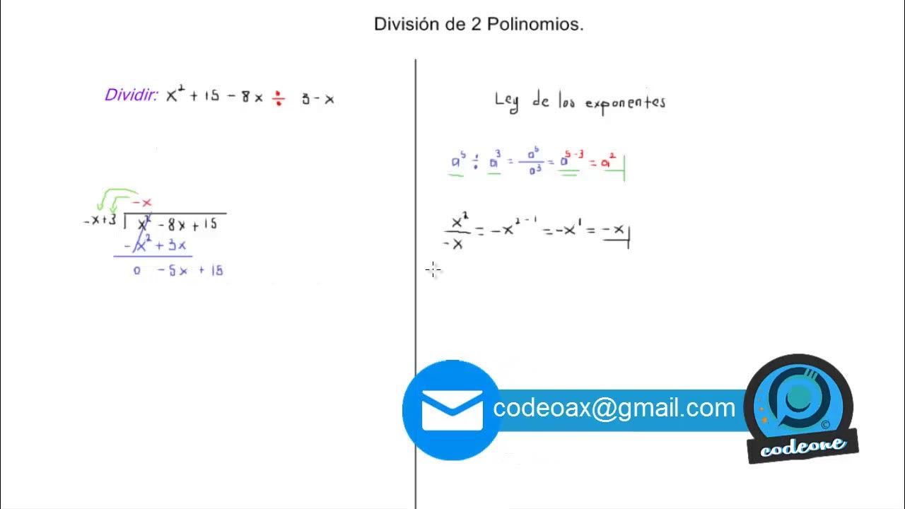codeonemx's tweet card. División de 2 polinomios | Curso de Algebra
