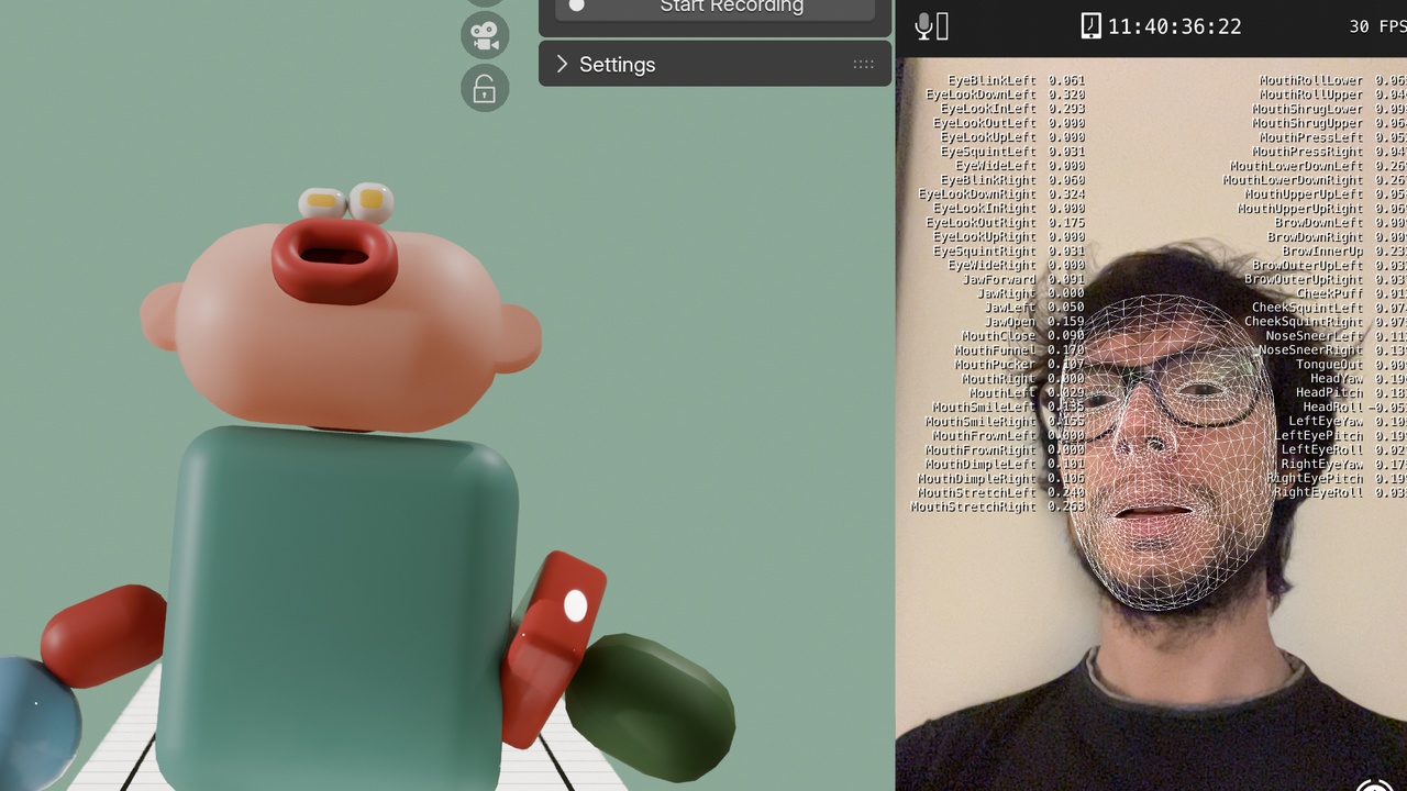 BlenderStudio_'s tweet card. How to set up Blender and Live Link Face to drive facial animation.