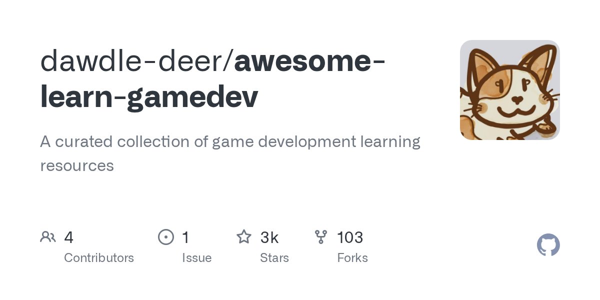 JekiCode's tweet card. A curated collection of game development learning resources - dawdle-deer/awesome-learn-gamedev