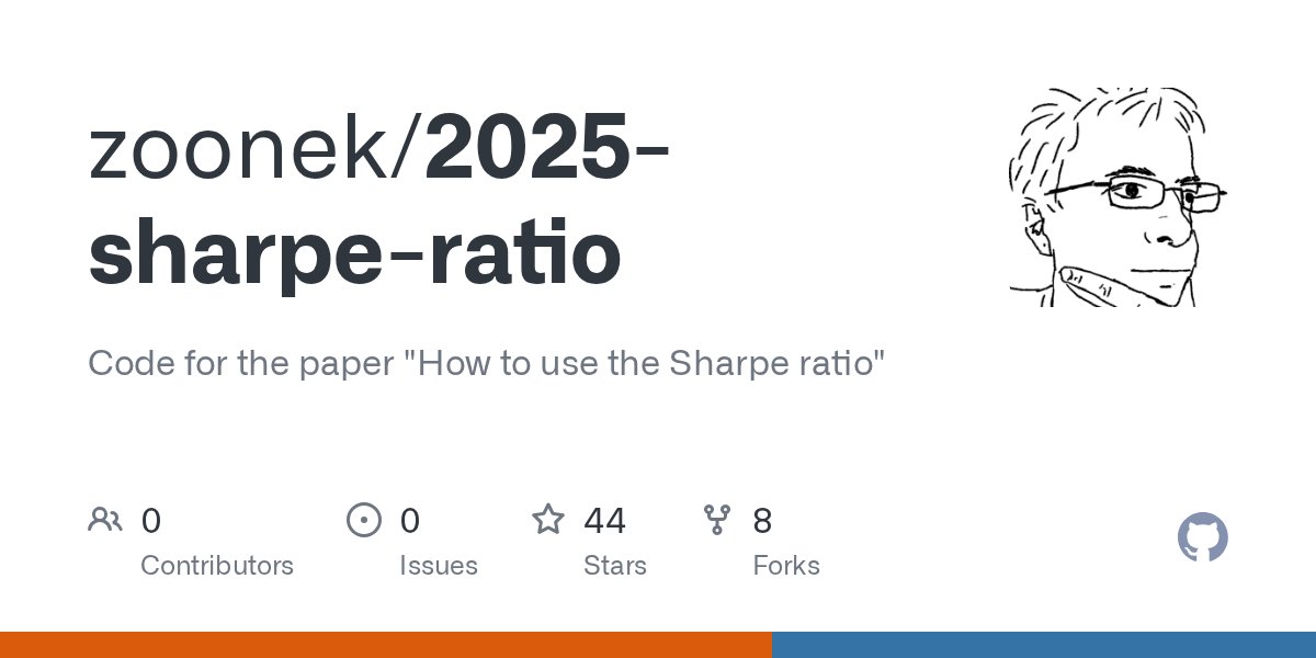 VivekVRao1's tweet card. Code for the paper "How to use the Sharpe ratio". Contribute to zoonek/2025-sharpe-ratio development by creating an account on GitHub.