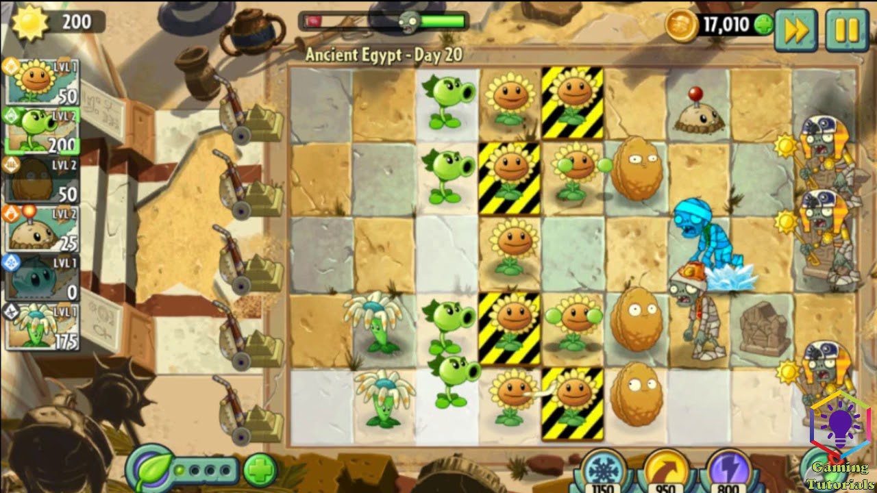 gamingtutorial5's tweet card. Plants vs Zombies 2 Ancient Egypt Day 20