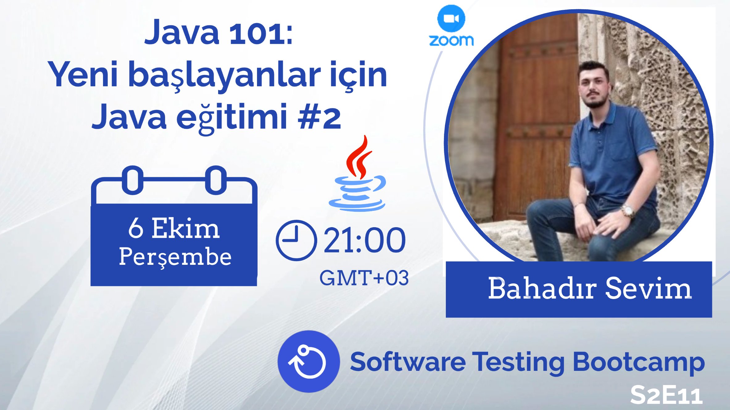 TestingBootcamp's tweet card. Sıradaki etkinliğimizde, Bahadır Sevim ile birlikte Java öğrenmeye devam ediyoruz. Özellikle bu eğitim sonrasında, sıfırdan ya da daha profesyonel Java otomasyo