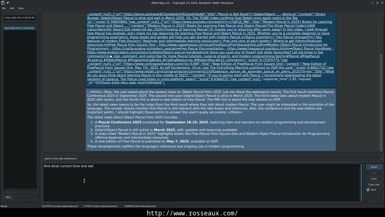 coder's tweet card. MCP/Tool-Usage with PALM - Pascal-native LLM interference engine