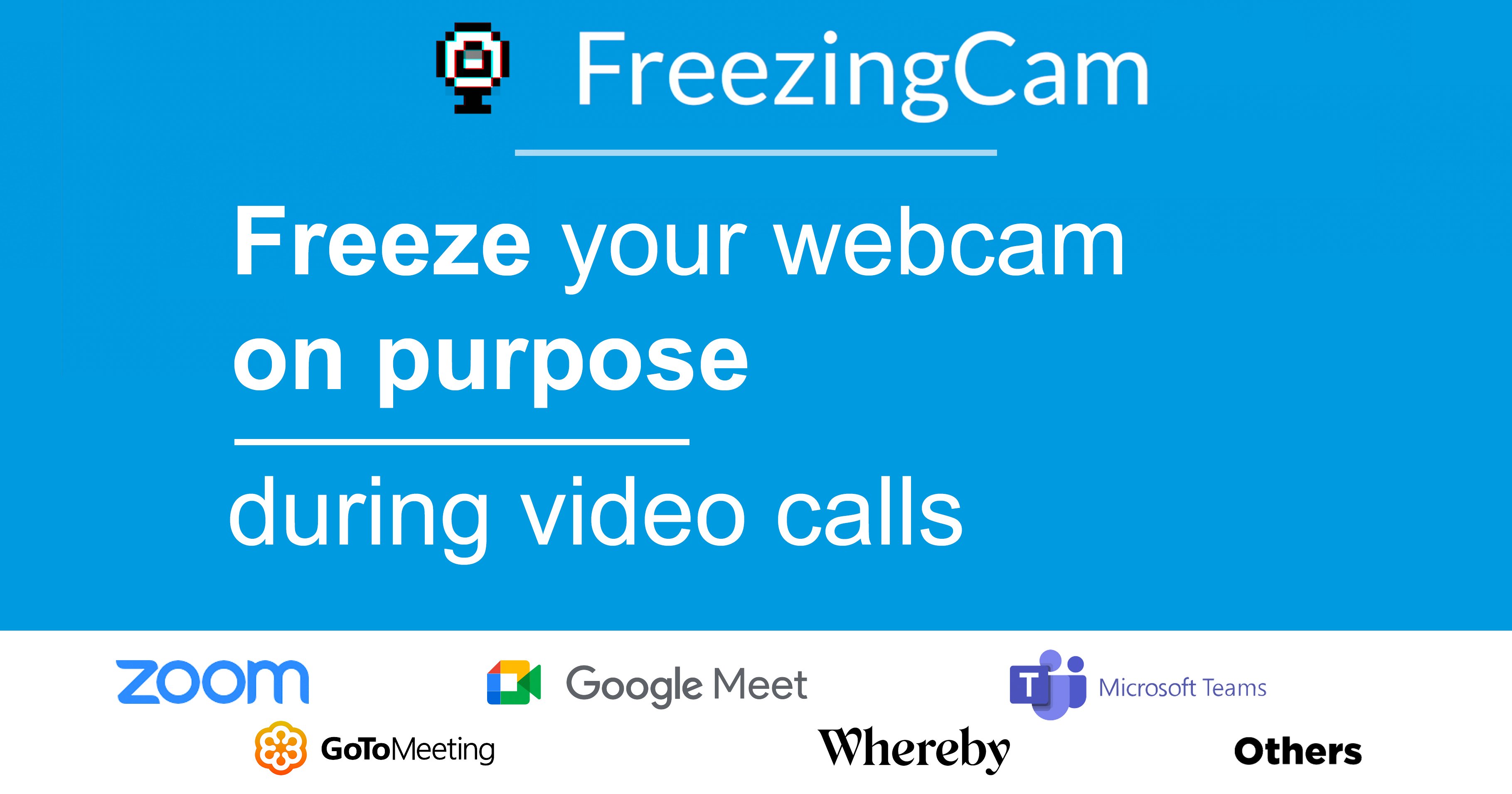 KevinPicchi's tweet card. FreezingCam lets you freeze or play a video instead of your webcam