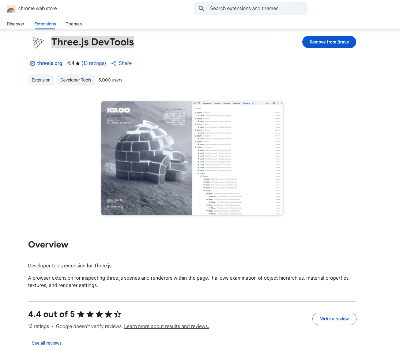 threejsresource's tweet card. Browser extension for inspecting Three.js scenes, materials, textures, and renderer settings.
