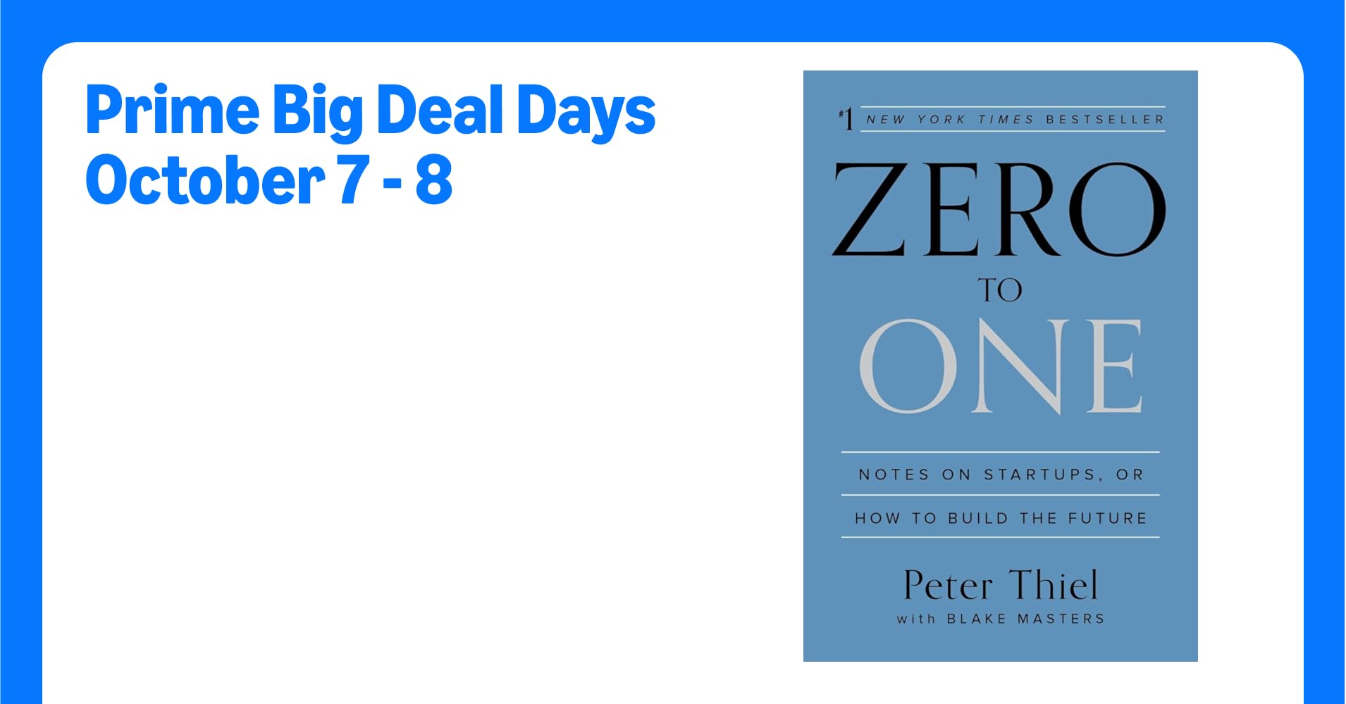 peterthiel's tweet card. Zero to One: Notes on Startups, or How to Build the Future