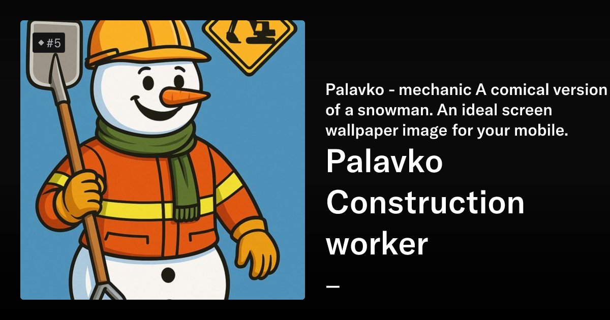 Alpinec's tweet card. Palavko - mechanic A comical version of a snowman. An ideal screen wallpaper image for your mobile.