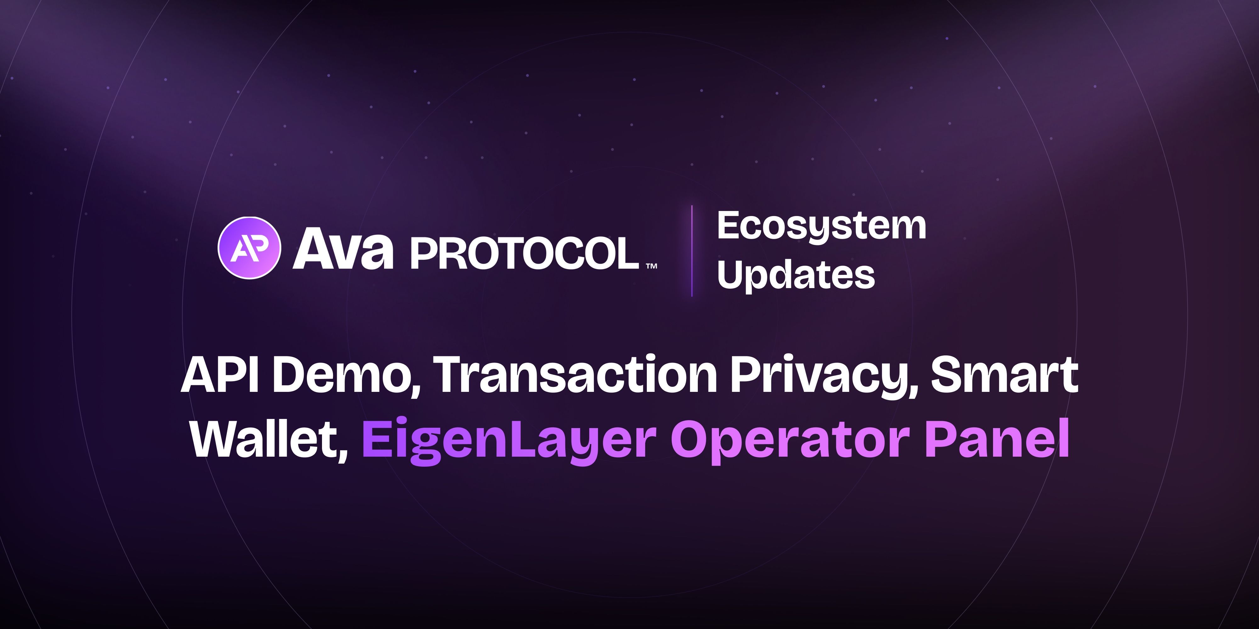 ava_protocol's tweet card. Key highlights include showcasing event-driven execution and enhancing transaction privacy with Phala Network.