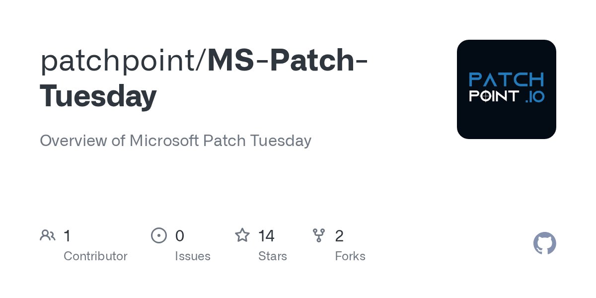 _patchpoint_'s tweet card. Overview of Microsoft Patch Tuesday. Contribute to patchpoint/MS-Patch-Tuesday development by creating an account on GitHub.