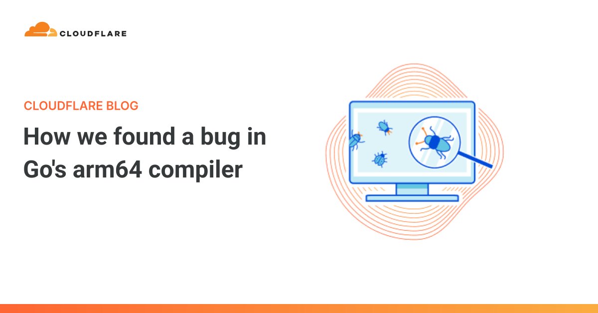Cloudflare's tweet card. 84 million requests a second means even rare bugs appear often. We'll reveal how we discovered a race condition in the Go arm64 compiler and got it fixed.