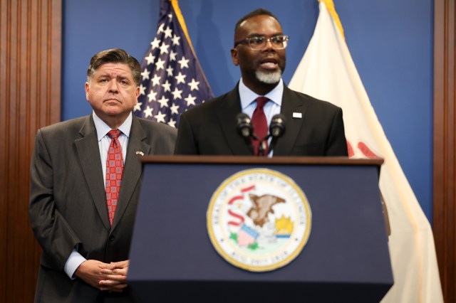 chicagotribune's tweet card. “Chicago Mayor should be in jail for failing to protect Ice Officers! Governor Pritzker also!” President Donald Trump wrote on his social media platform, Truth Social.