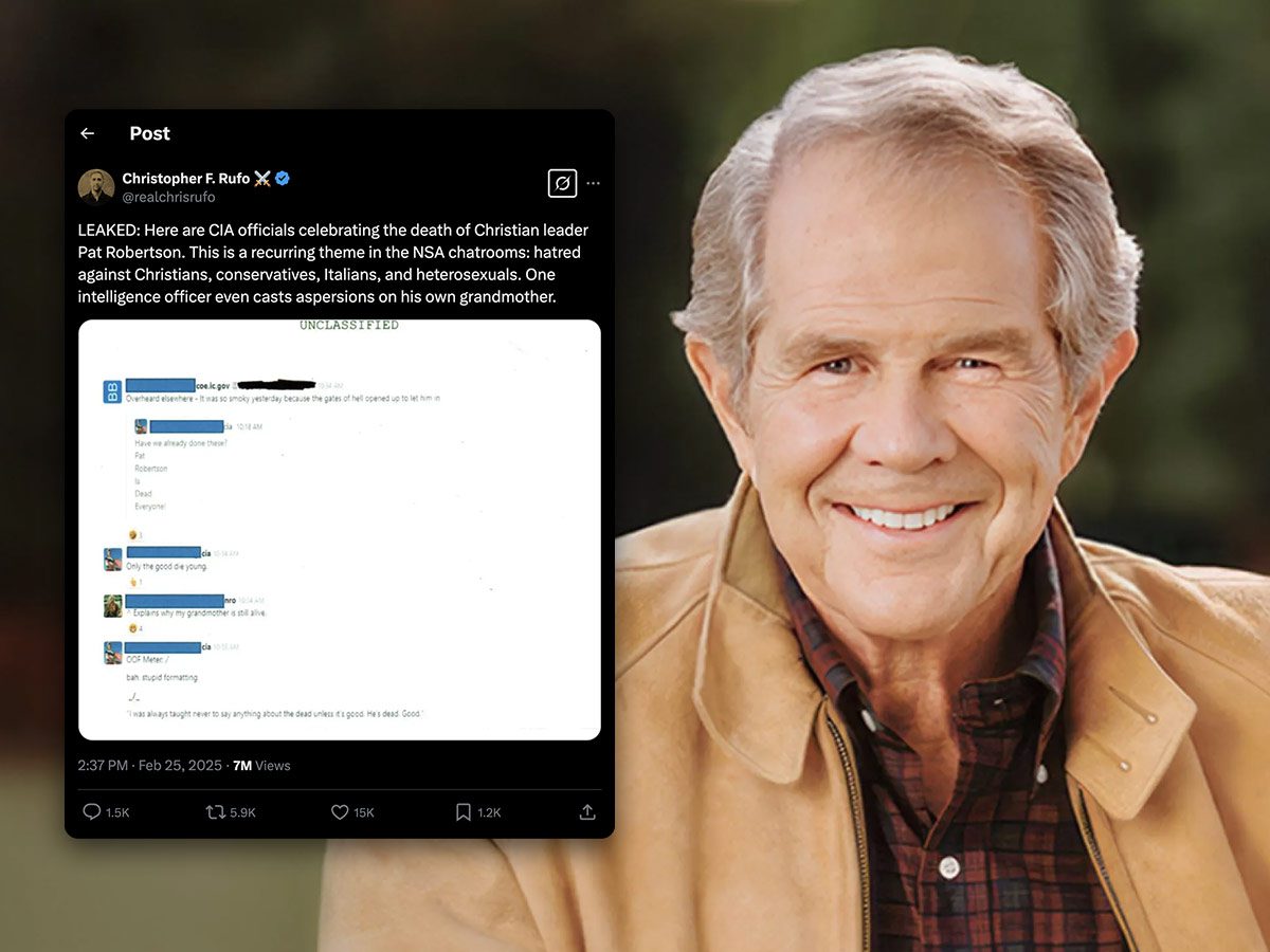CSLewisDaily's tweet card. Leaked CIA chats mocking Pat Robertson expose deep anti-Christian bias, sparking outrage with U.S. intelligence agencies.