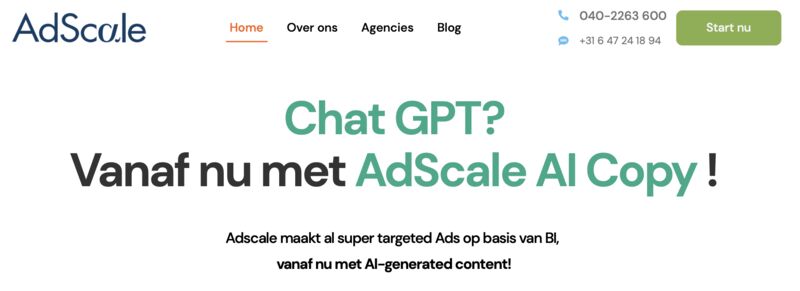 AdScale_'s tweet card. Is ChatGPT bruikbaar voor ad copy of alleen ter inspiratie? Probeer het zelf; ChatGPT geïntegreerd in onze content wizard. #chatgpt #ai #content #contentcreator #adscale https://adscale.net/
