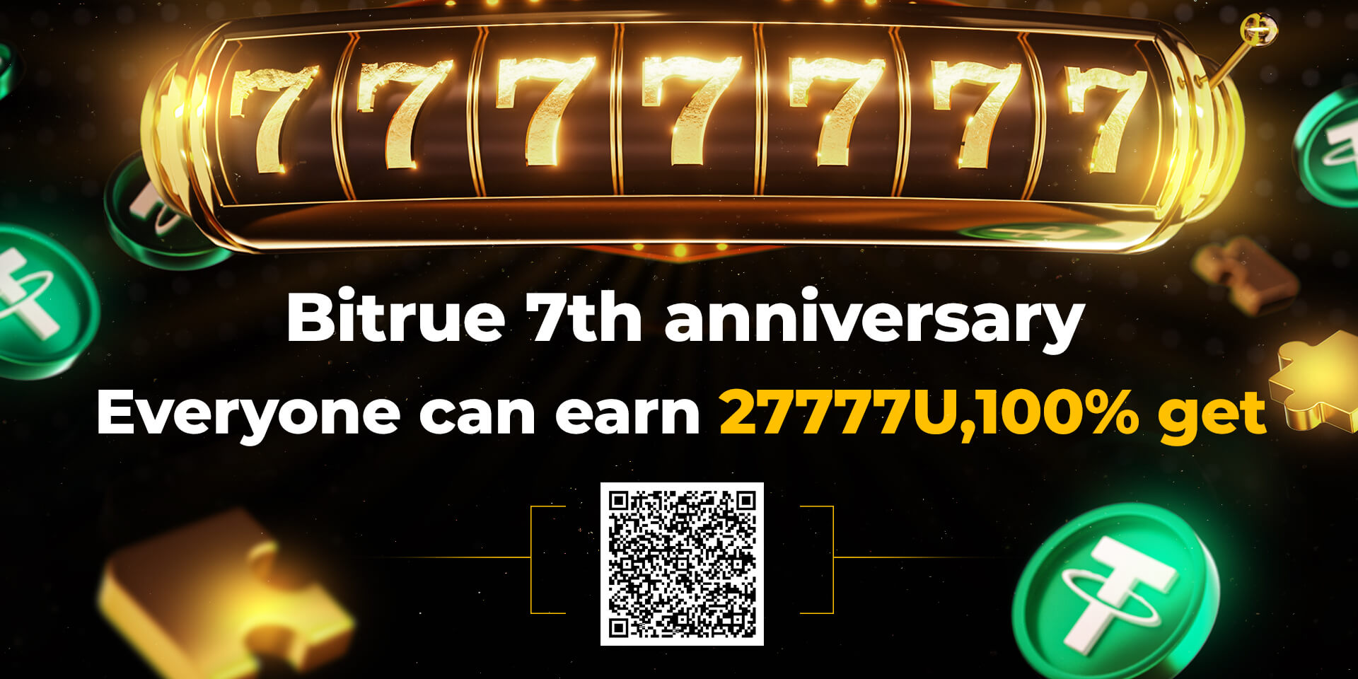 stringer5189's tweet card. Celebrate Bitrue’s 7th Anniversary, Join by Oct 15 for a 100% winning chance, Anniversary Boxes up to 7,777 USDT & a grand prize of 27,777 USDT!