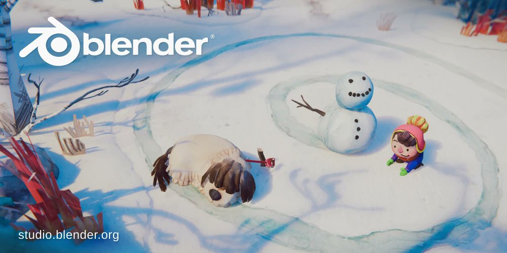 Blender's tweet card. Blender is free and open source. Forever.