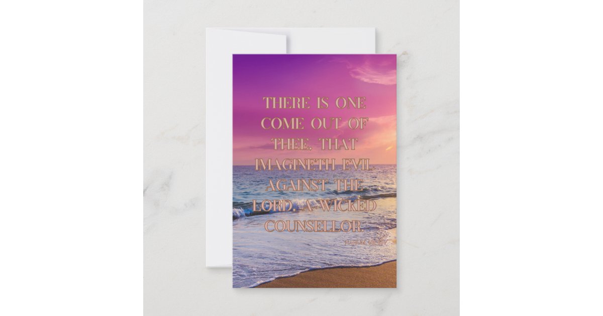 Claudiasscript's tweet card. This Nahum 1:11 Bible Verse Greeting Card is a meaningful way to share faith and reflection. Featuring the powerful scripture, "There is one come out of thee, that imagineth evil against the LORD, a...