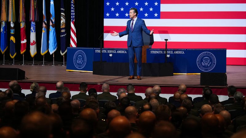 jasoncarrollcnn's tweet card. Top American military brass looked on in silence Tuesday as they sat for an extensive lecture from US Secretary of Defense Pete Hegseth, who wants to be known as the Secretary of War, and their...