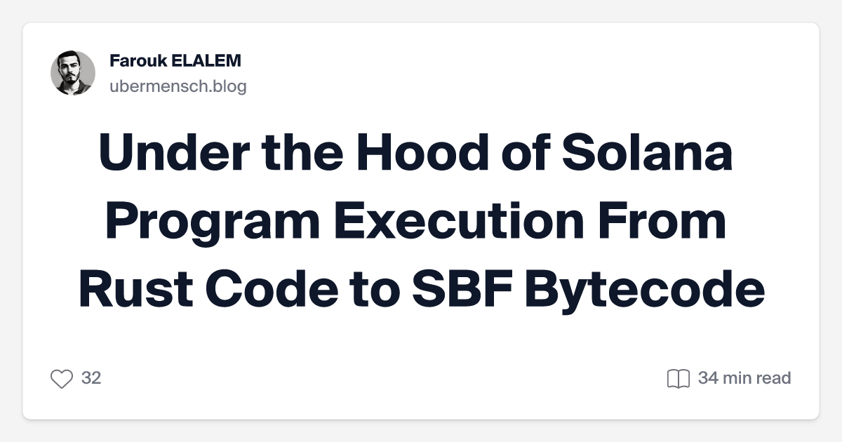 Ubermensh3dot0's tweet card. Solana’s programming model lets developers write high-level Rust code that runs as on-chain programs. But what actually happens under the hood—from the moment you write Rust code to the point it...