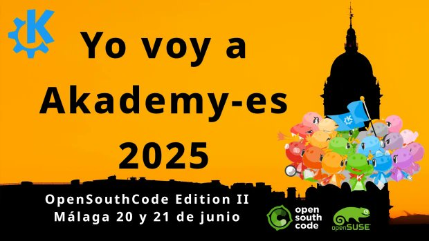 salmorejogeek's tweet card. Ya tenemos entre nosotros el Yo voy a Akademy-es 2025 de Málaga #OpenSouthCode edition II #akademyes que puedes utilizar para promocionar