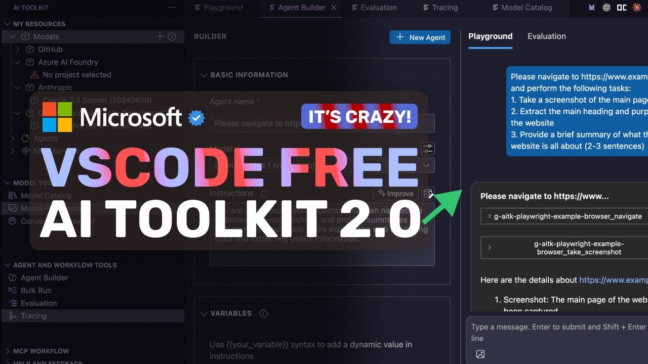 li_ez38898's tweet card. Microsoft's VS Code AI Toolkit 2.0: This Extenstion is AWESOME for AI...