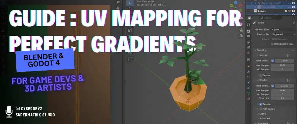 supermatrixgame's tweet card. Struggling to export gradient materials from Blender to Godot? This guide provides a step-by-step workflow using texture atlases and UV mapping to ensure your materials look perfect in-engine, while...