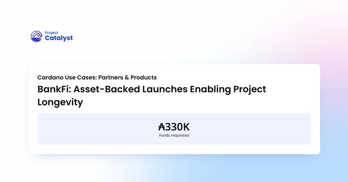 BankerLabs's tweet card. We will leverage the scale and opportunities proven by BankFi to support an innovative crowdfunding approach that enables sustained revenue for companies, increasing project longevity on Cardano.