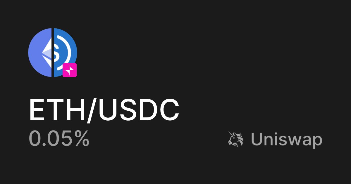 RustyJack6's tweet card. ETH/USDC on Uniswap