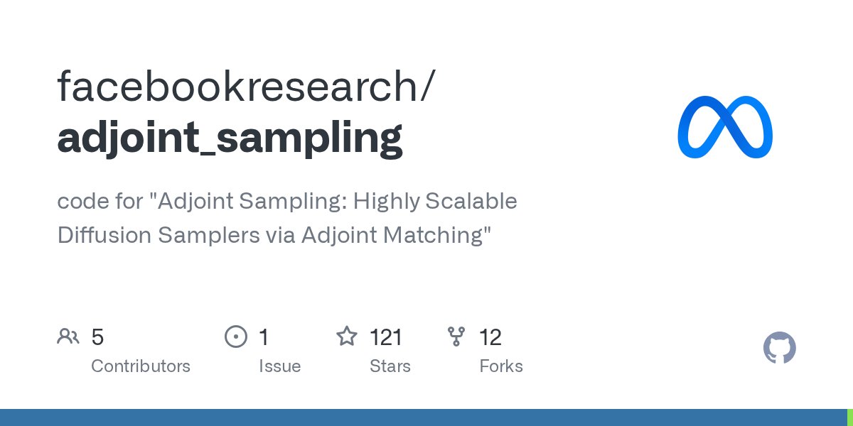 RickyTQChen's tweet card. code for "Adjoint Sampling: Highly Scalable Diffusion Samplers via Adjoint Matching" - facebookresearch/adjoint_sampling
