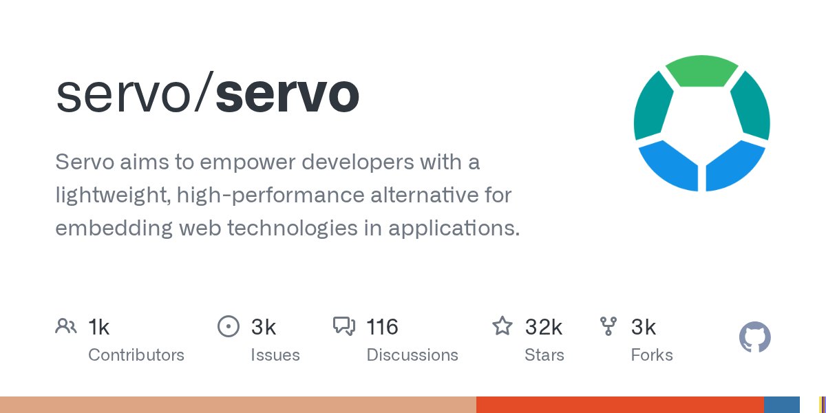 RustTrending's tweet card. Servo aims to empower developers with a lightweight, high-performance alternative for embedding web technologies in applications. - servo/servo