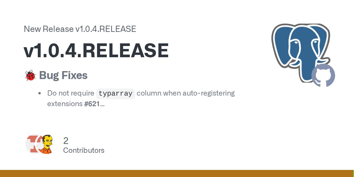 r2dbc's tweet card. 🐞 Bug Fixes Do not require typarray column when auto-registering extensions #621 NullPointerException at SingleHostConnectionFunction#getCredentials when configuration password is null #622 💡 Oth...