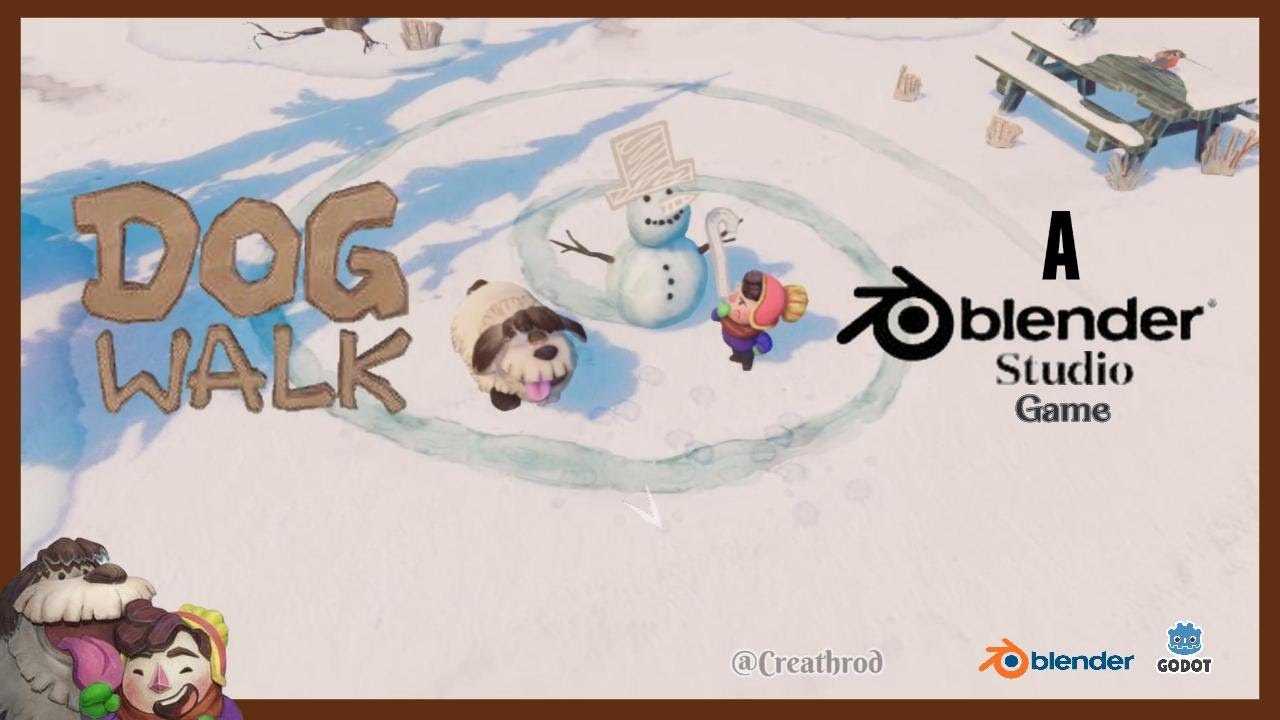 Creathrod's tweet card. I played DOGWALK, Blender Studio New Game