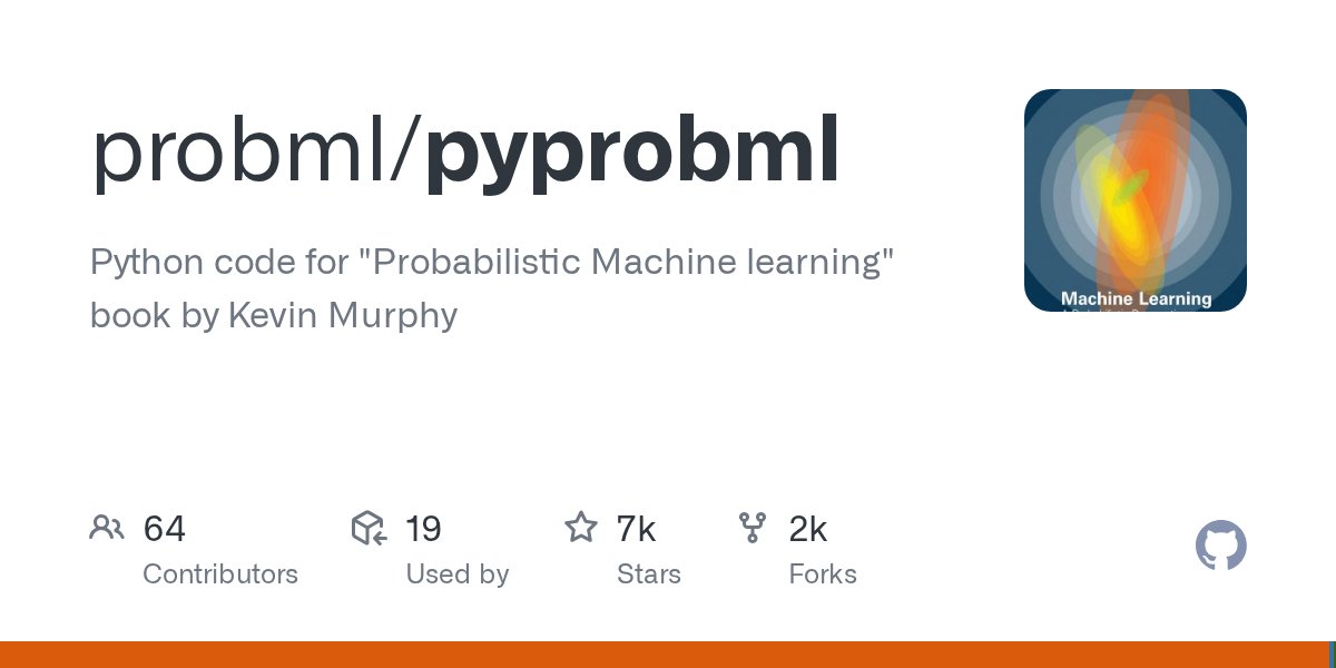 MLRepositories's tweet card. Python code for "Probabilistic Machine learning" book by Kevin Murphy - probml/pyprobml