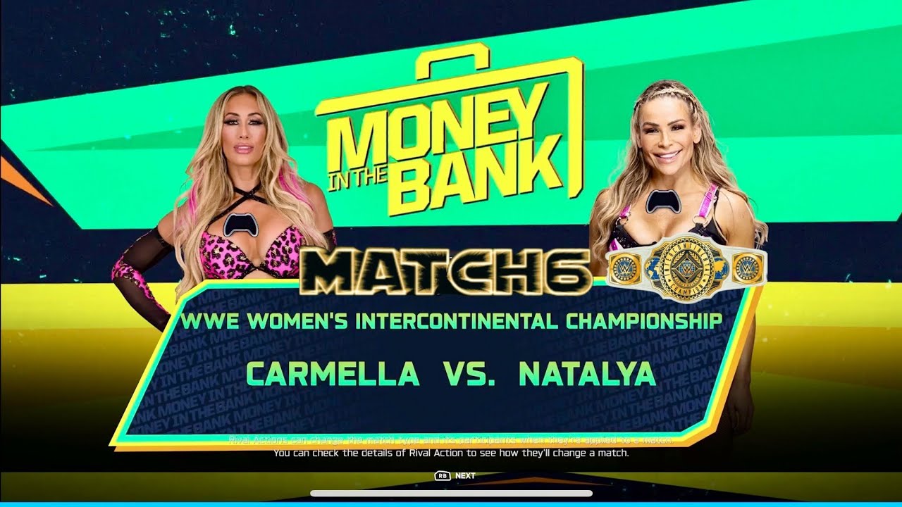 M3x1ca_NaHuaTL's tweet card. WWE2K25 UNIVERSE💭 MONEY IN THE BANK July wk1, Carmella vs Natalya...