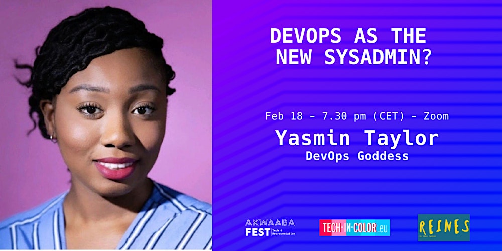 akwaaba_fest's tweet card. Our guest is going to take us beyond the hype, and share how she made her way to a DevOps role and to replicate her journey [French below]