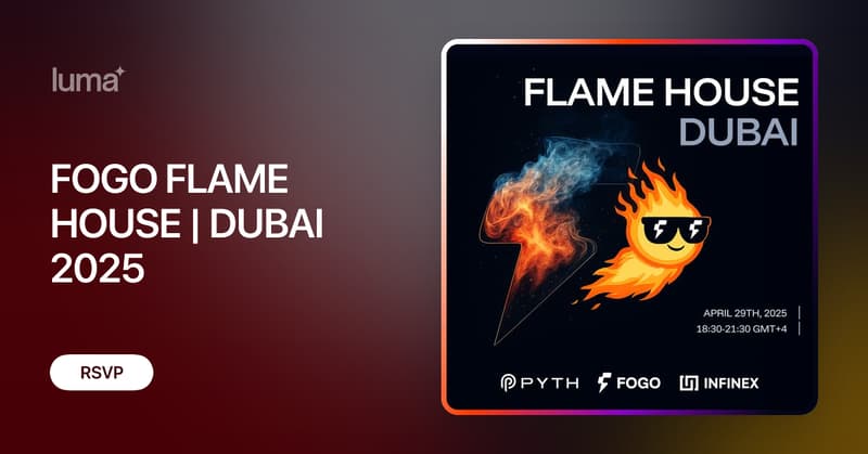 FogoChain's tweet card. Don't blink — join the carnival in Dubai with us. 🔥 FOGO FLAME HOUSE: DUBAI ⚡️ This is not a networking space, this is a Fogo CARNIVAL 🎢. Ready to light it…
