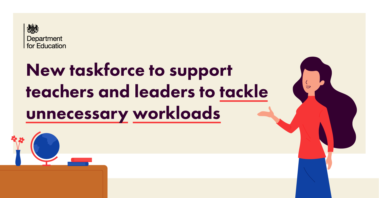 educationgovuk's tweet card. We want to make sure that teaching is an attractive career choice, which is why we’re committed to tackling unnecessary workload for teachers and leaders. Our ambition is to reduce working hours by...