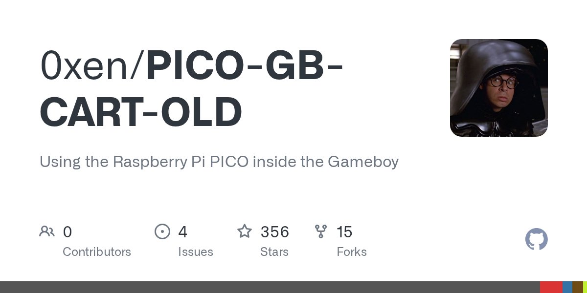 RaspberryPiPico's tweet card. Using the Raspberry Pi PICO inside the Gameboy. Contribute to 0xen/PICO-GB-CART-OLD development by creating an account on GitHub.