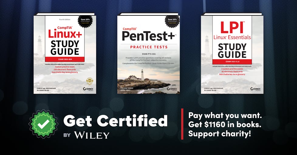 MattyBv3's tweet card. We’ve teamed up with Wiley for our newest bundle. Get books to aid with certification in PMP, OCP, CompTIA, and more. Plus, pay what you want & support charity!