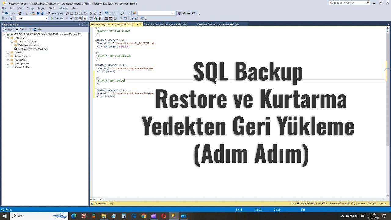 prodatanet's tweet card. SQL Backup Restore ve Kurtarma: Yedekten Geri Yükleme (Adım Adım)