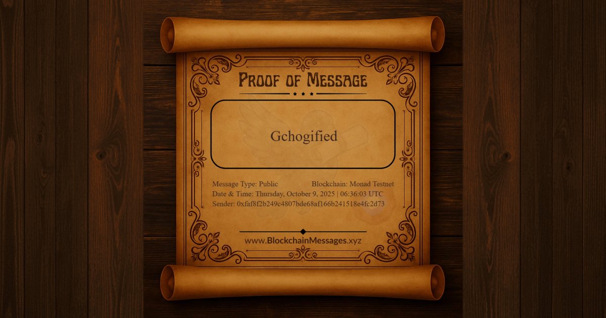 monadicons's tweet card. Blockchain Messages allows anyone to send messages directly on the blockchain. Each NFT in this collection is a Proof of Message: a verifiable and immutable artifact that proves a specific user sent...