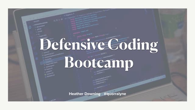 quorralyne's tweet card. Defensive Coding Bootcamp