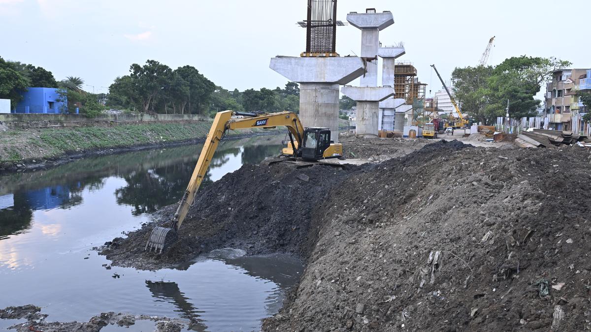 THChennai's tweet card. Nearing completion of removing bunds for Chennai Port to Maduravoyal corridor, improving water flow during monsoon.