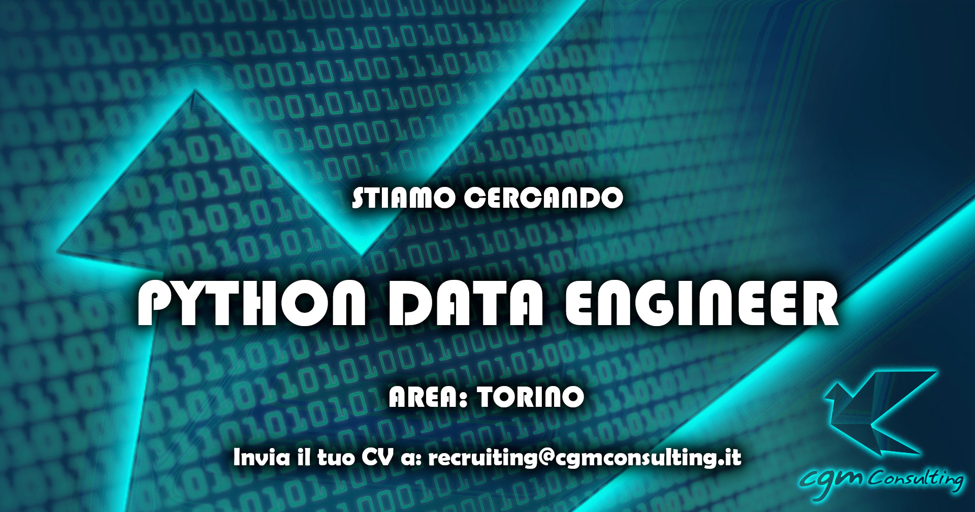 CGMConsulting's tweet card. CGM Consulting ricerca profili con esperienza come Data Engineer e conoscenza di linguaggio Python a Torino. Scopri i dettagli dell'offerta.