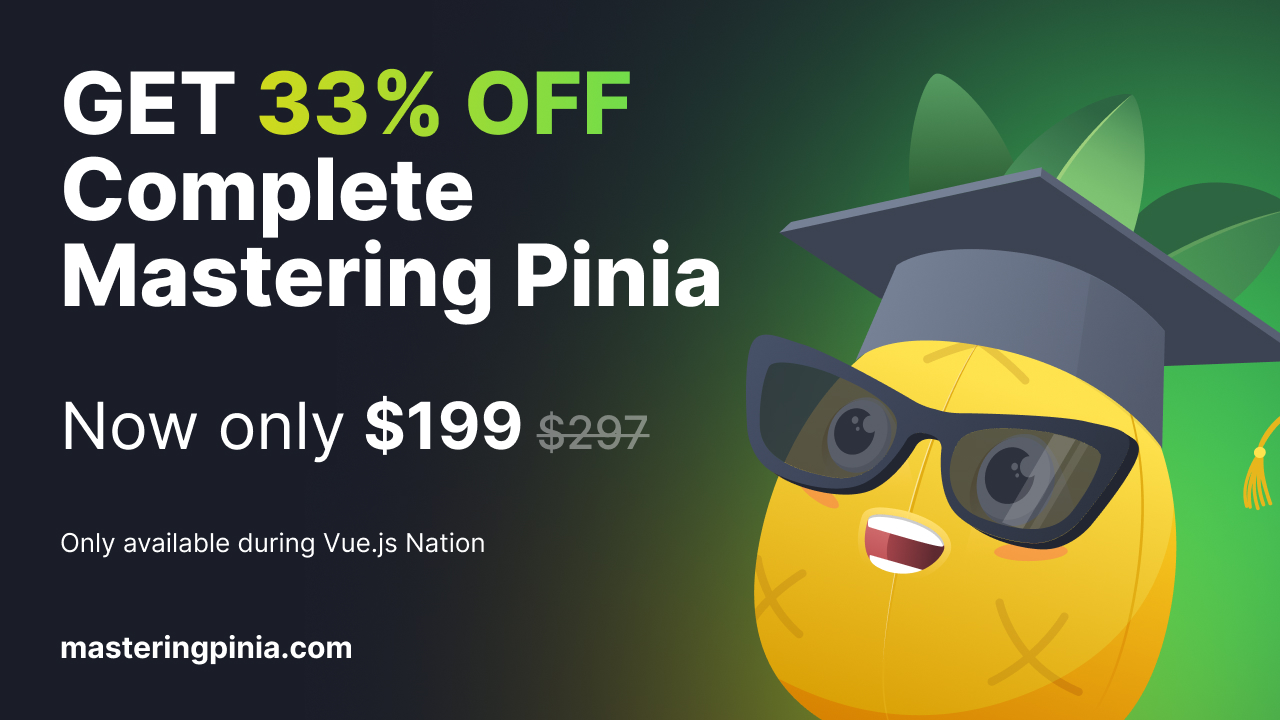 MasteringPinia's tweet card. The ultimate course for mastering the officially recommended State Management solution for Vue.js. Created by Eduardo San Martin Morote, the author of Pinia.