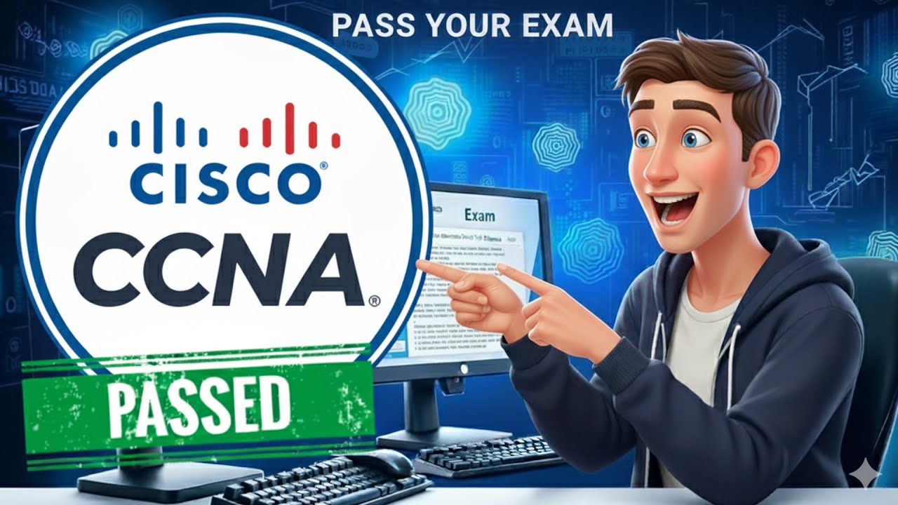 SkillTestPro's tweet card. CCNA Practice Test 2025