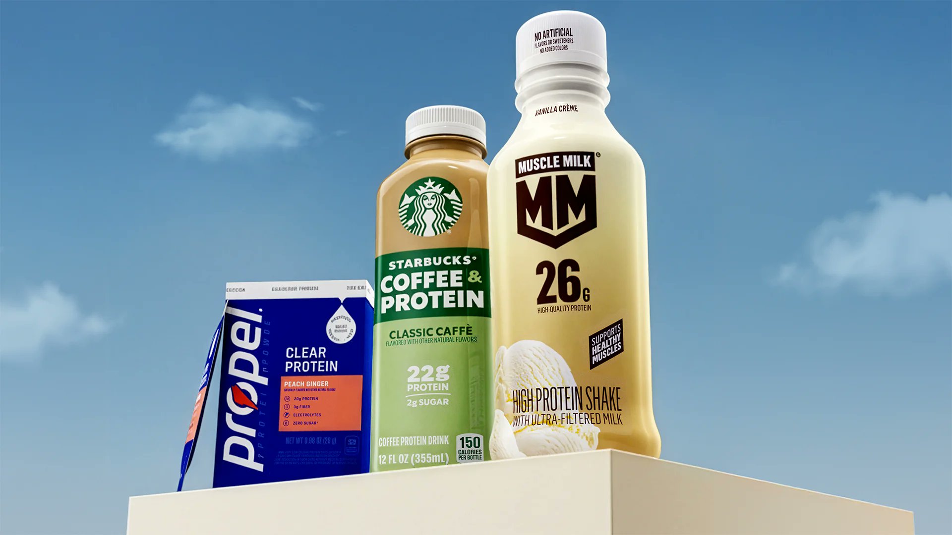 FastCompany's tweet card. The company’s Starbucks protein coffee and Propel Clear Protein target consumers looking for energy, muscle support, and hydration—all in a bottle.