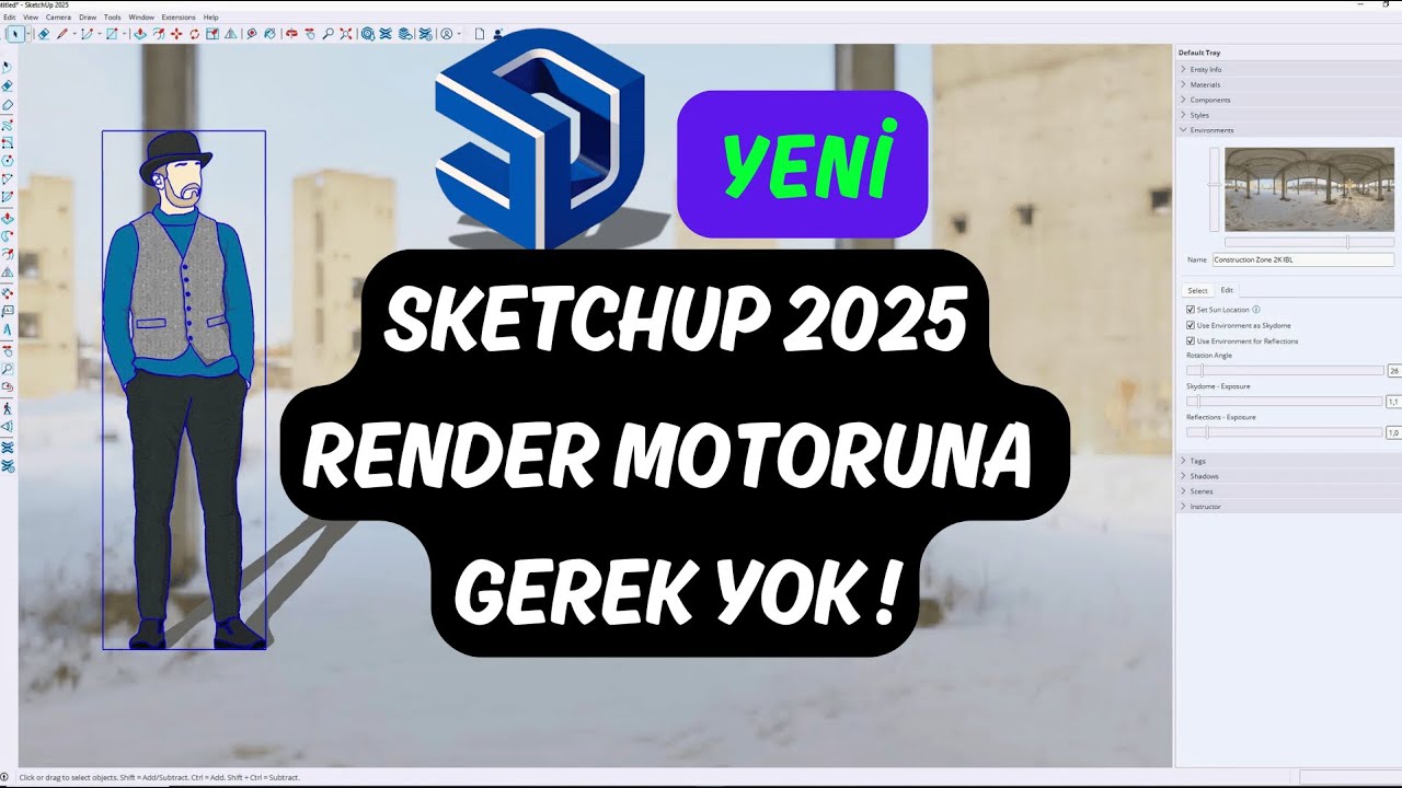 u_sen's tweet card. Sketchup 2025 Etkileyici Ambians Oluşturun - Render Motoruna Gerek...
